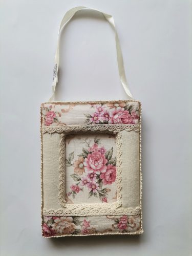 Rózsa mintás, textil fotókeret