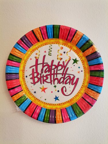 Papírtányér Happy Birthday 8 db/cs, 22,7 cm