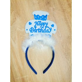 Hajpánt tortás, Happy Birthday felirattal, kék