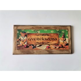 Fa táblakép Gyerekszoba felirattal, macis mintával