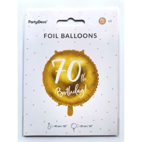   70. évszámos fólia lufi Arany Happy Birthday 18"/45 cm