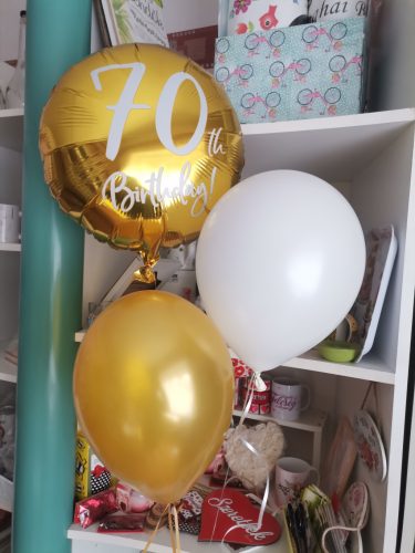 70. évszámos fólia lufi Arany Happy Birthday 18"/45 cm