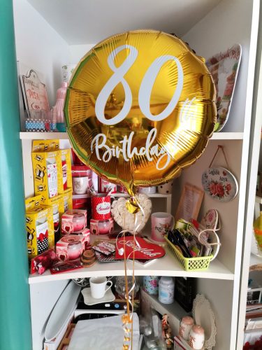 80. évszámos fólia lufi Arany Happy Birthday 18"/45 cm