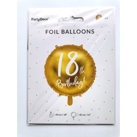  18. évszámos fólia lufi Arany Happy Birthday 18"/45 cm