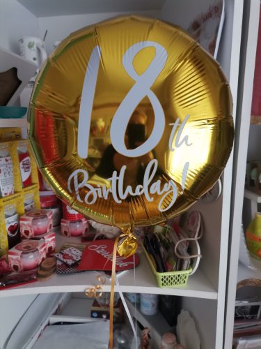 18. évszámos fólia lufi Arany Happy Birthday 18"/45 cm