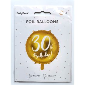   30. évszámos fólia lufi Arany Happy Birthday 18"/45 cm