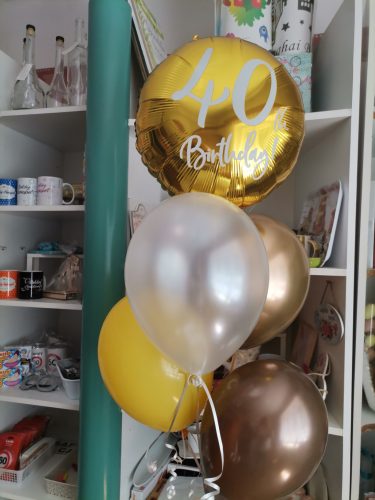 40. évszámos fólia lufi Arany Happy Birthday 18"/45 cm