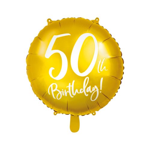 50. évszámos fólia lufi Arany Happy Birthday 18"/45 cm