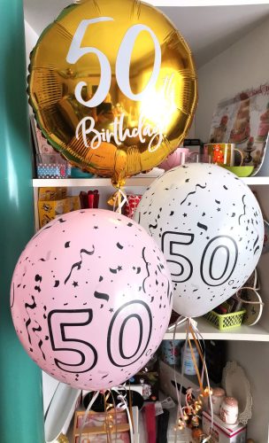 50. évszámos fólia lufi Arany Happy Birthday 18"/45 cm
