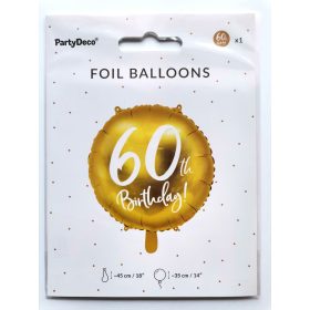   60. évszámos fólia lufi Arany Happy Birthday 18"/45 cm