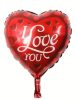 Szív alakú fólia lufi Piros színű, I Love You felirattal 18"/45 cm