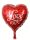 Szív alakú fólia lufi Piros színű, I Love You felirattal 18"/45 cm