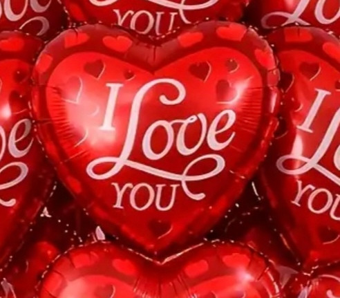 Szív alakú fólia lufi Piros színű, I Love You felirattal 18"/45 cm