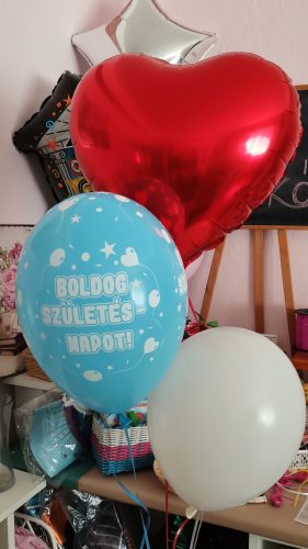 Szív alakú fólia lufi Piros színű 18"/45 cm