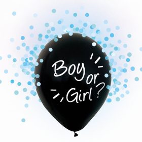   Lufi latex, 30 cm Babaváró, Boy or Girl felirattal, kék konfettivel 4 db/cs