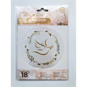 Kerek fólia lufi Galamb levelekkel 18"/45 cm