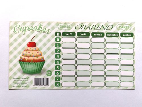 Órarend egylapos, kétoldalas Cupcakes