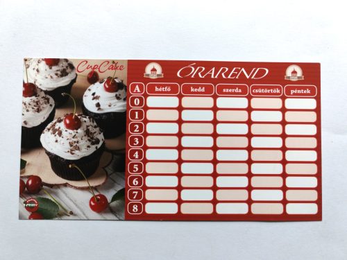 Órarend egylapos, kétoldalas Cupcakes